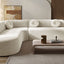 Extra Large Sectional Sofa Soft Fabric Upholstery, Elegant Curved Design With 3 Round Cushions, High - Resilience Foam For Ultimate Comfort - Beige