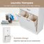 Modern Bathroom Storage Cabinet With Two Laundry Baskets, One Drawer, Adjustable Shelf