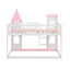 Twin Over Twin Castle Bunk Bed With Ladder - Pink