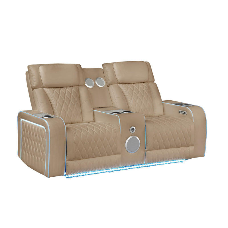 Electra - 3 Piece Power Reclining Sofa, Loveseat And Recliner Set With Power Headrests, Massage And LED Lighting