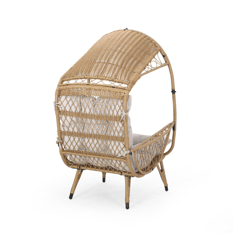 Outdoor Wicker Standing Basket Chair With Cushion - Brown