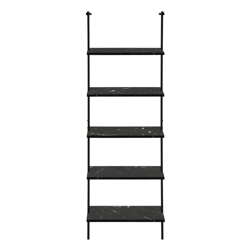Bookshelf, Bookcase, Etagere, Ladder, 5 Tier, For Office, Marble Look Contemporary & Modern - Black