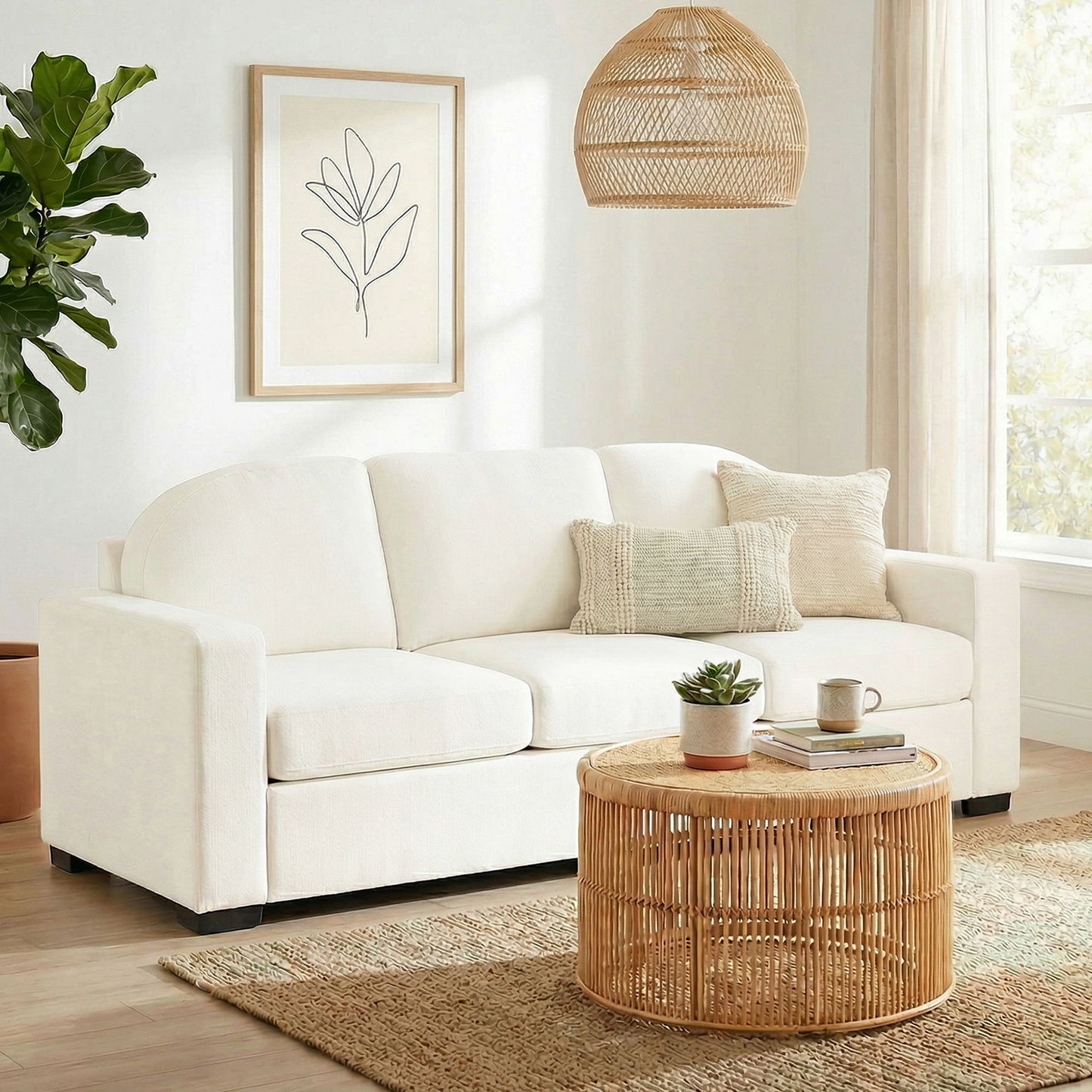 Modern 3 Seater Sofa With Curved Backrest