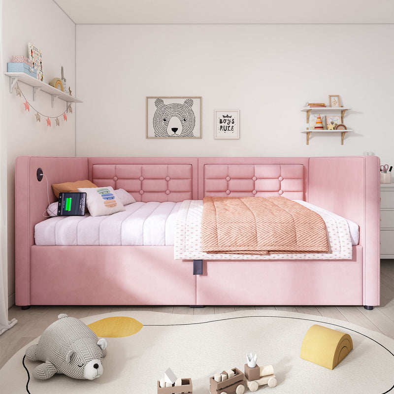 Upholstered Daybed With Hydraulic Storage And USB / Type - C Charging