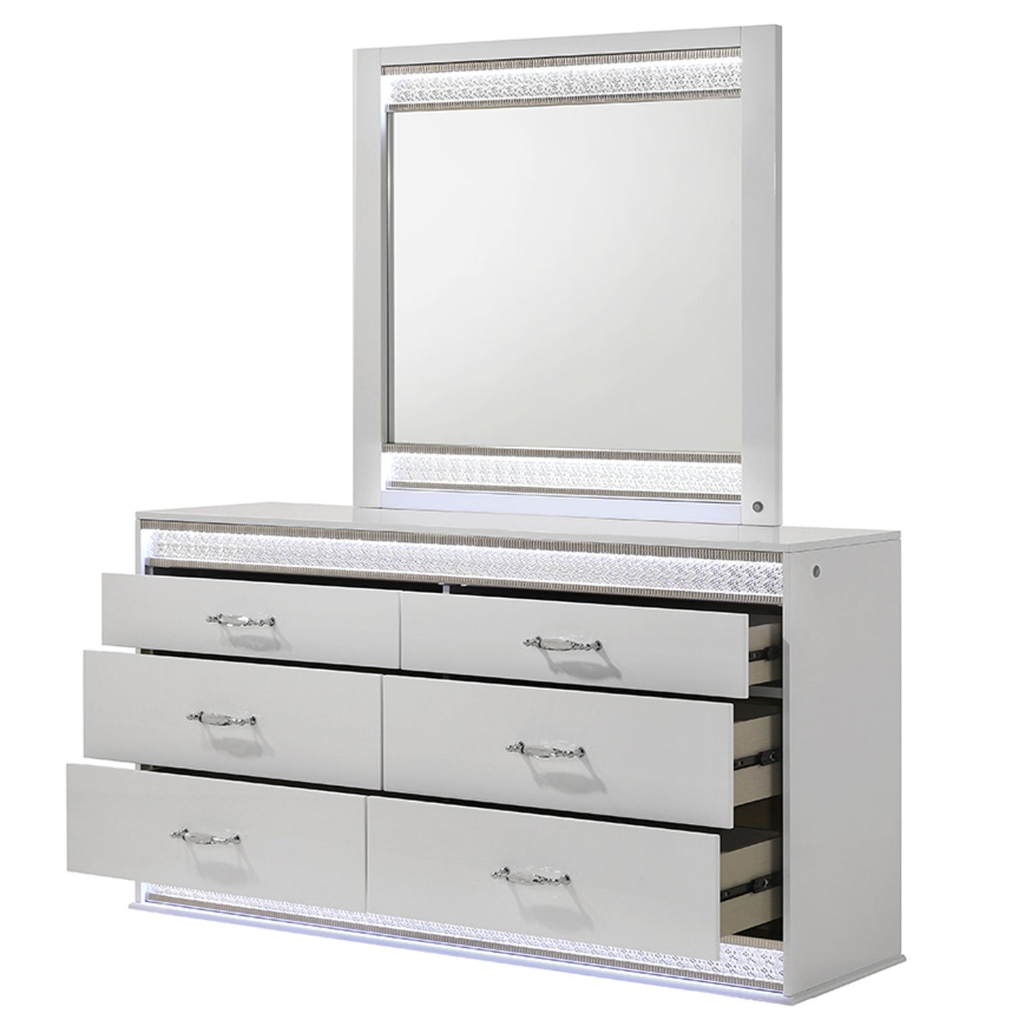 Glam - 6 Drawer Dresser With LED Lighting (Includes Dresser Only) - White
