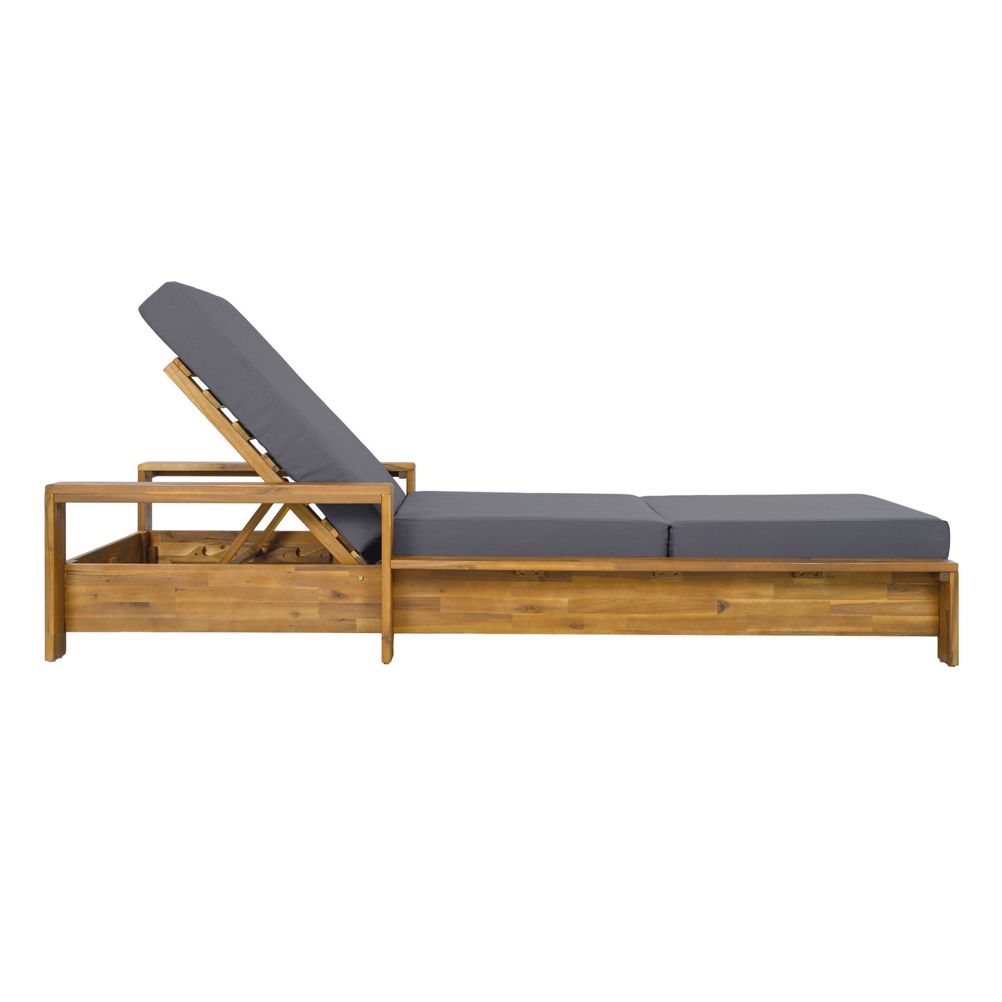 Chaise Lounge With 3 Fold Cushion Set, 3 Position Adjustable Backrest
