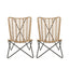 Wicker Chair With Geometric Cross Base, (Set of 2) - Light Brown