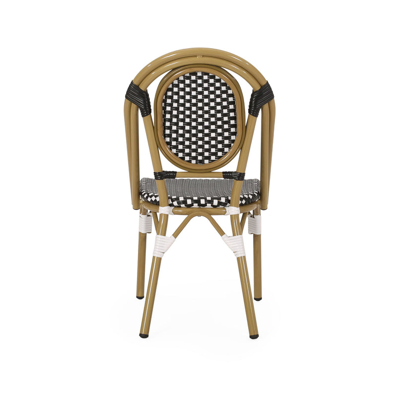 Outdoor Rattan And Aluminum French Bistro Chair Set