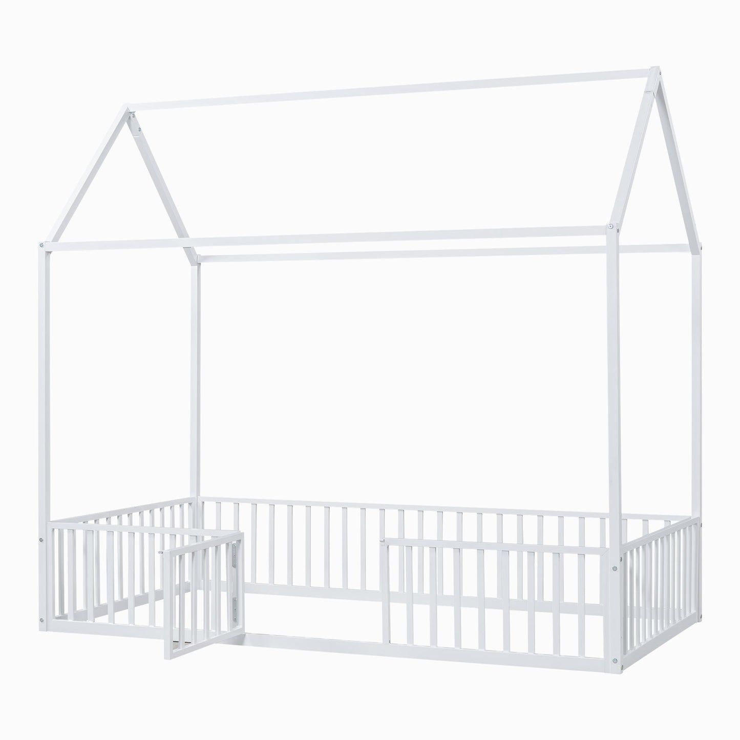 Metal House Bed With Fence And Door