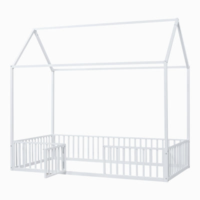 Metal House Bed With Fence And Door