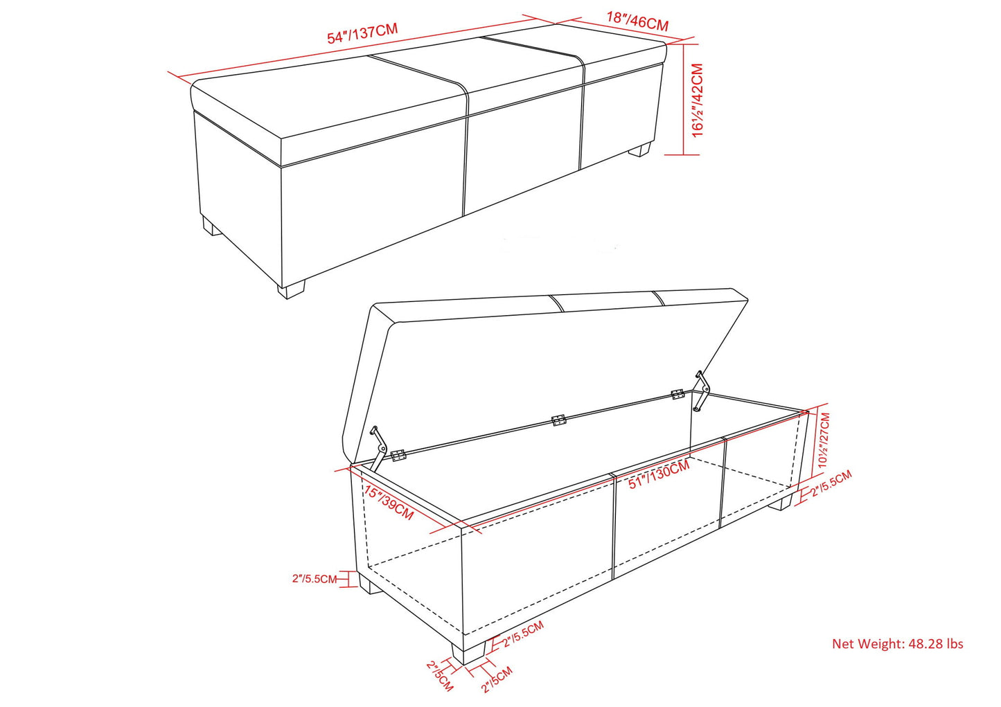 Avalon - Multifunctional Storage Ottoman Bench
