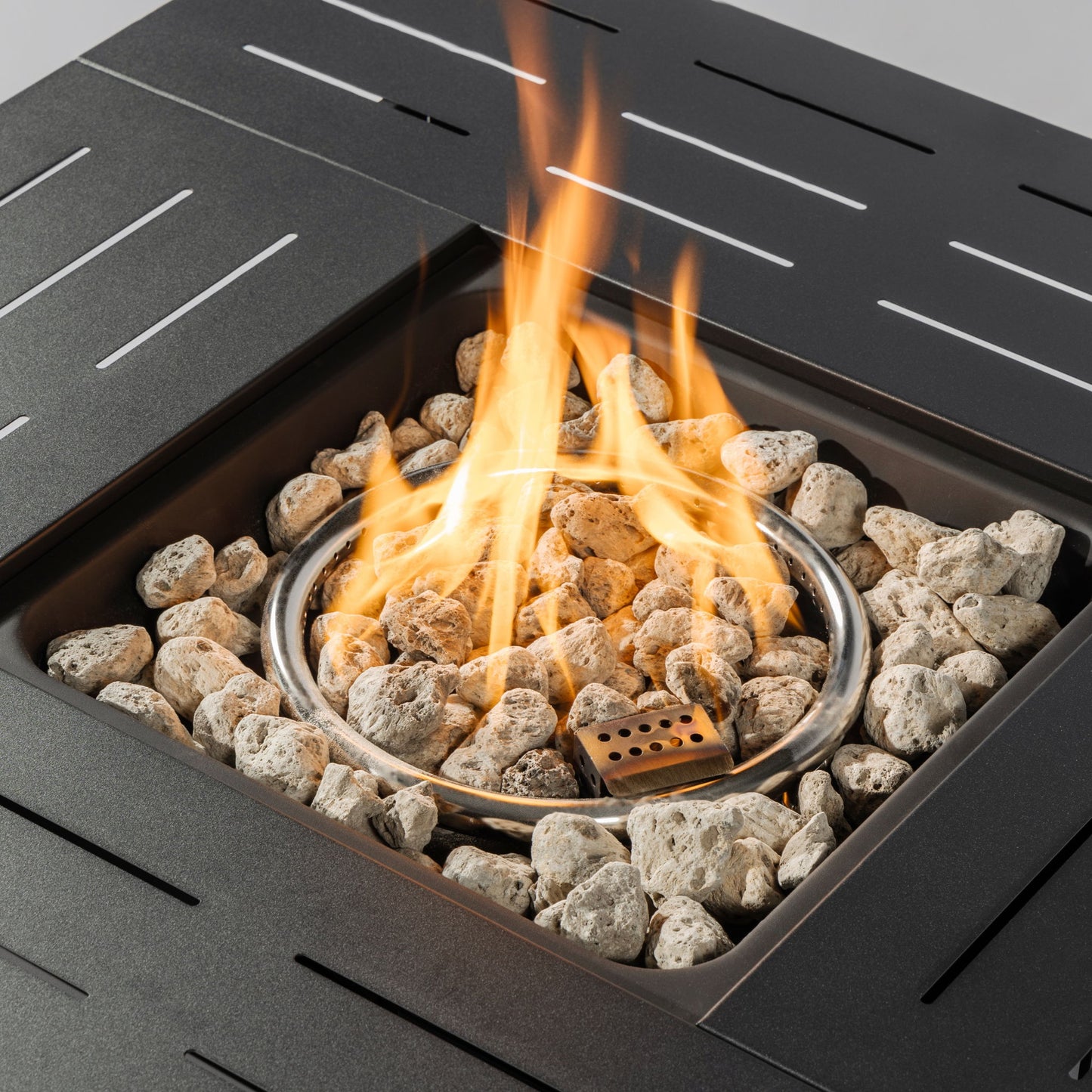 Propane Gas Fire Pit Table, 50000 Btu, Rectangular For Outside - Black
