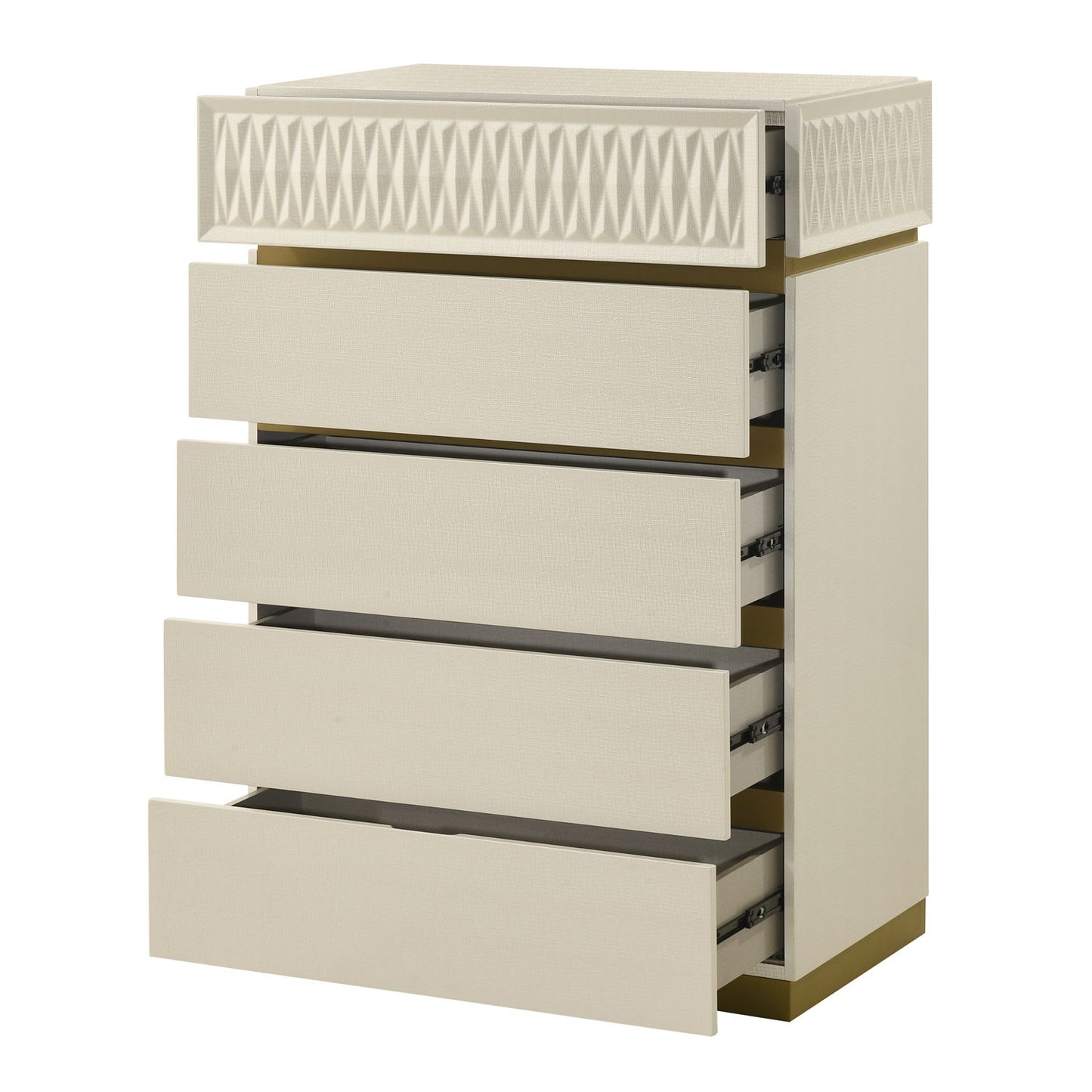 Stanley - 5 Drawer Chest With Crocodile Texture - Gray