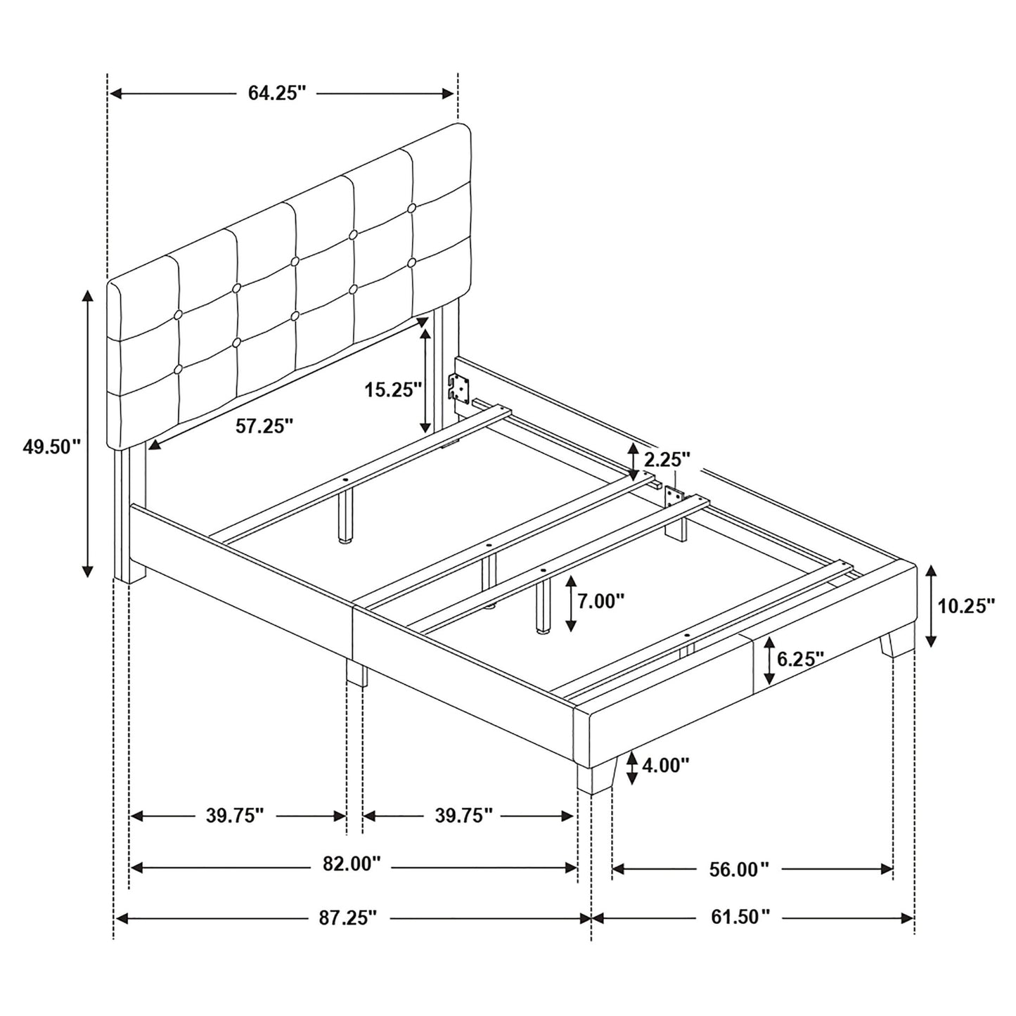 Tufted Panel Bed With Modern Upholstered Design