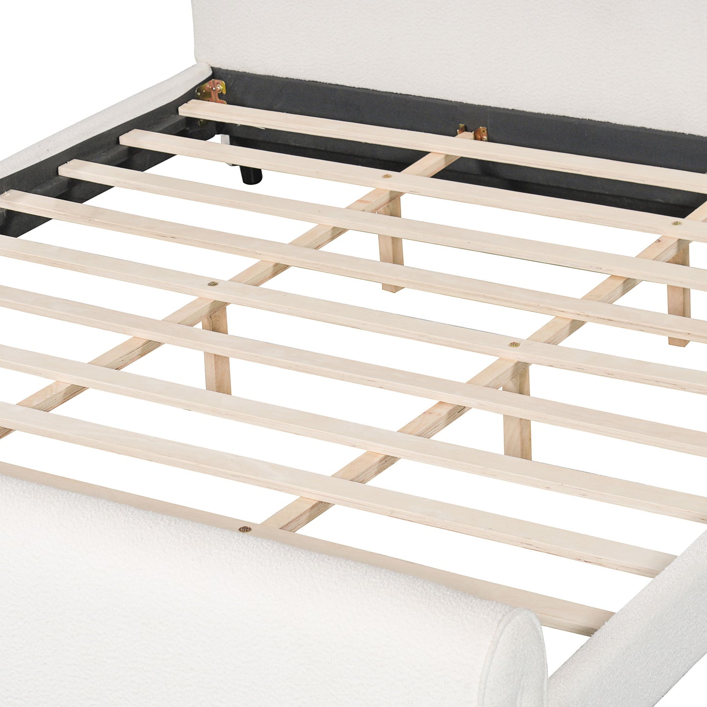 Luxury Upholstered Bed Frame With Curved Headboard & Footboard