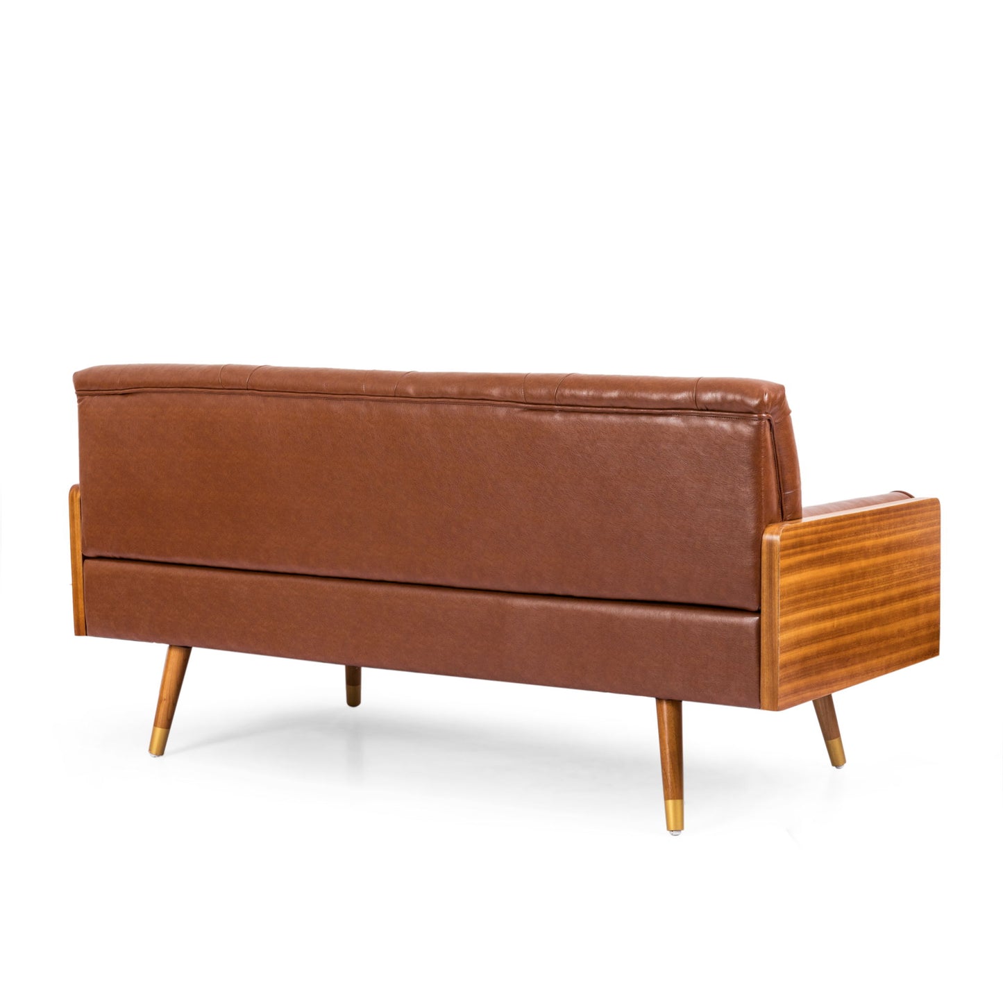 Adelaide - Tufted Sofa With Rolled Accent Pillows - Light Brown