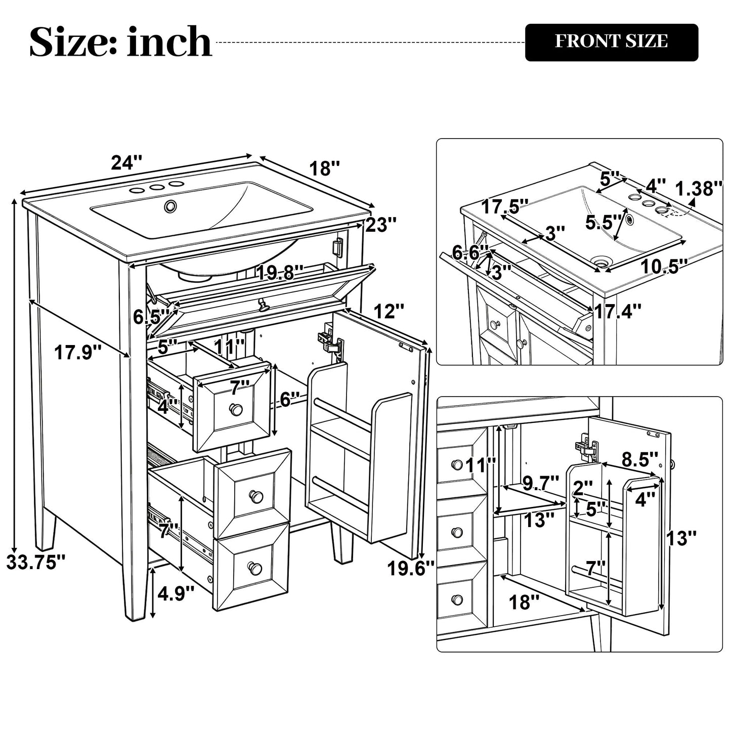 Bathroom Vanity With Sink, Soft Closing Cabinet