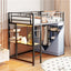 Loft Bed With Desk, Shelves, Power Outlet, LED Light And Wardrobe