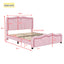 Upholstered Platform Bed & Curve Shaped And Height Adjustable Headboard, LED Light Strips
