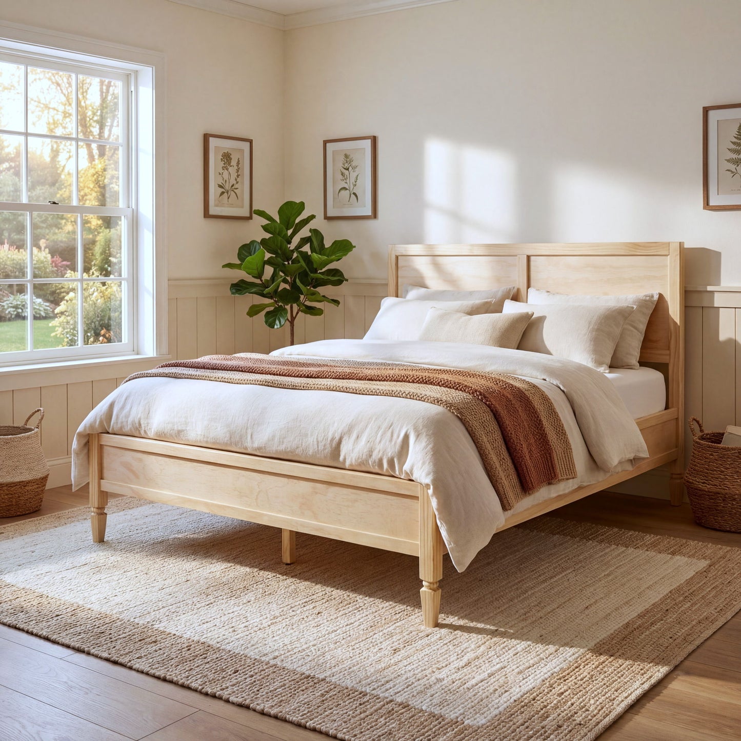 Classic Platform Bed Frame With Panel Headboard