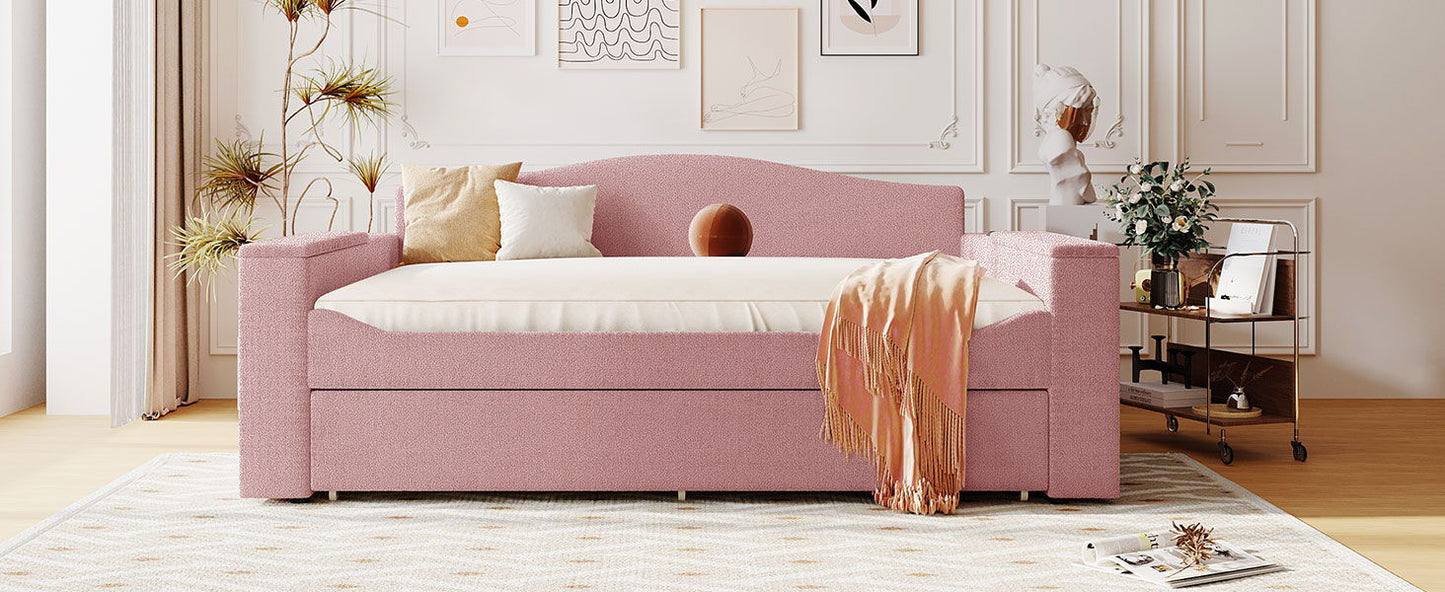 Upholstered Daybed With Storage Armrests, Trundle And Latest Integrated tooth Audio System