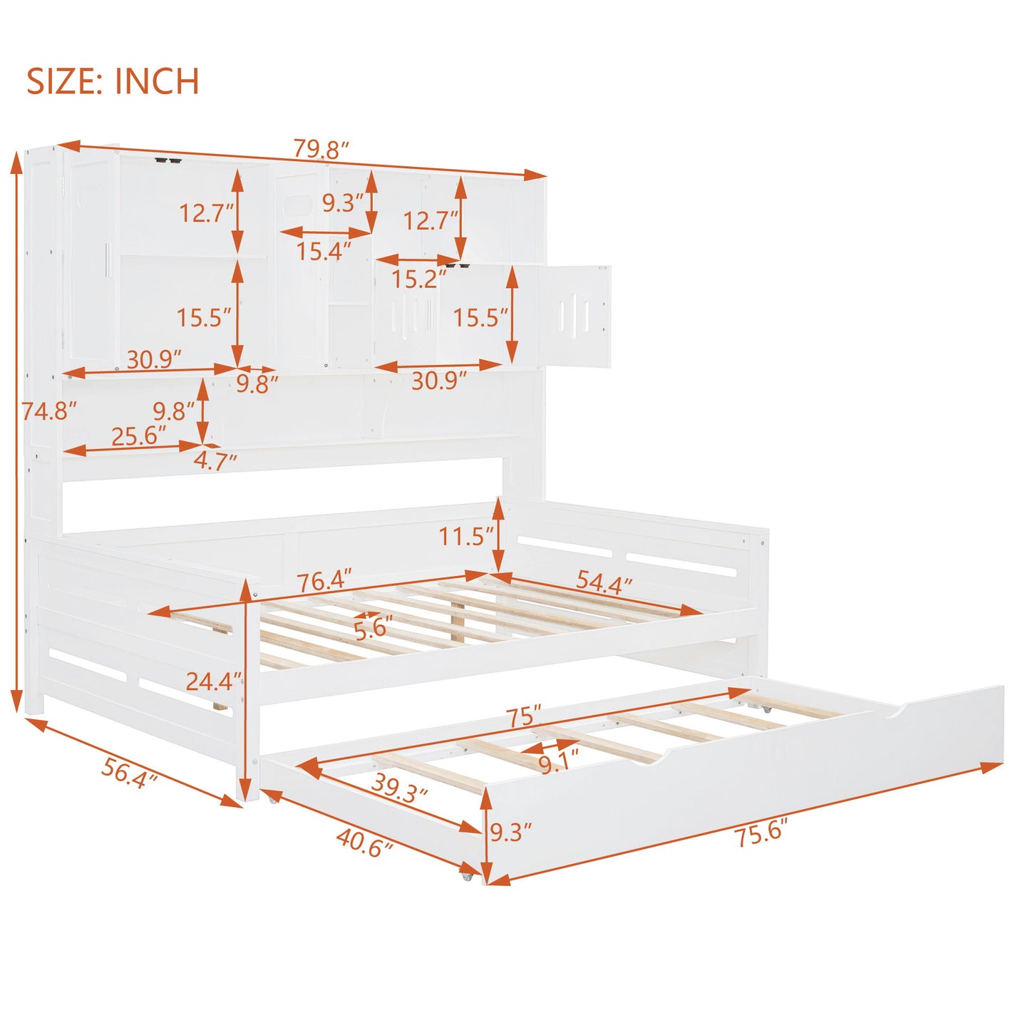 Daybed & All-In-One Cabinet And Shelf