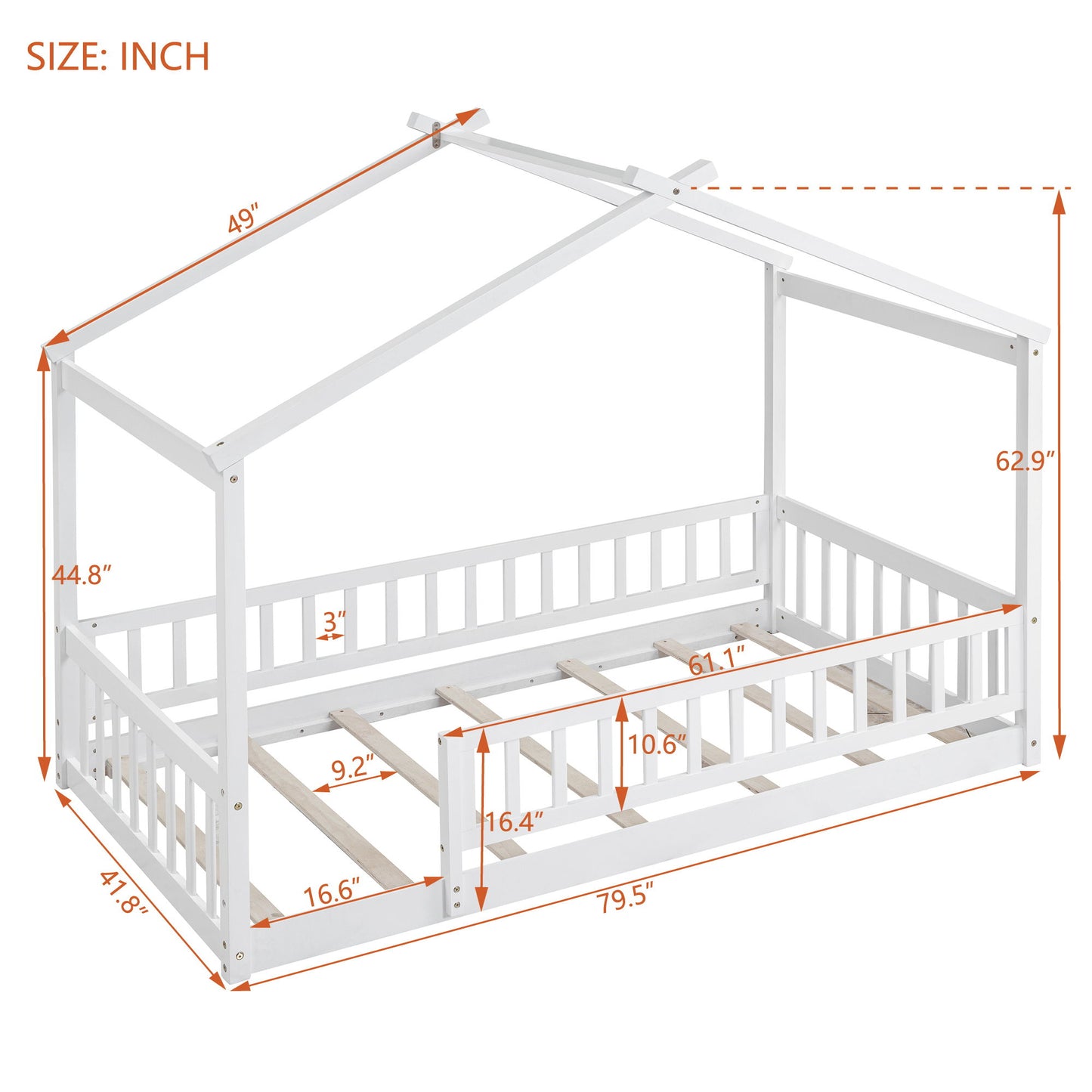 Bed House Bed Frame With Fence
