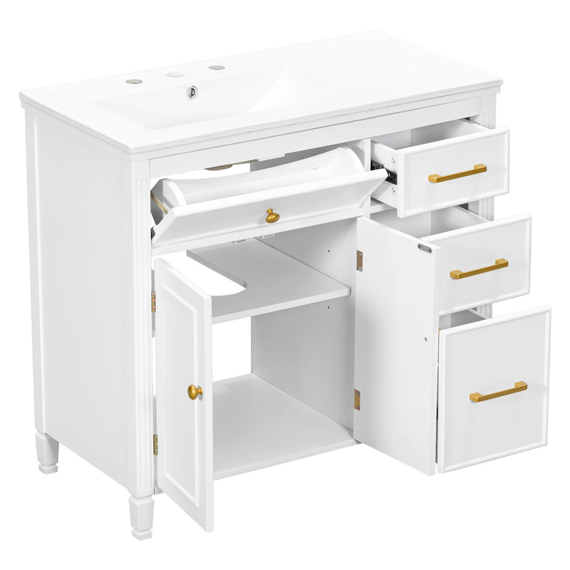 Bathroom Vanity With Sink Top, 3 Soft Closing Drawers