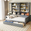 Daybed With Glass Door Storage Cabinets, Built In LED Lighting And Shelves