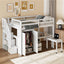 Loft Bed With Stairs, Bookshelf, Drawers, Desk & Wardrobe, Space Saving Multifunctional Furniture