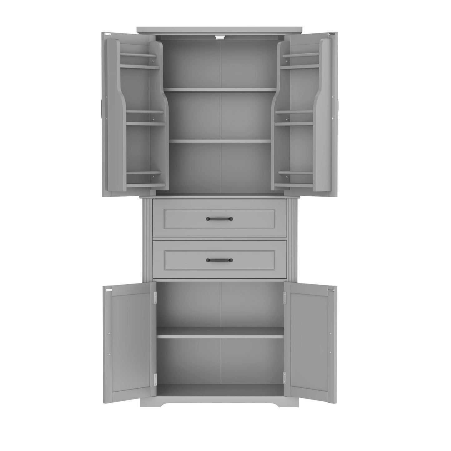 Multi Functional Storage Cabinet With Adjustable Shelves, 2 Drawers, Door Shelves