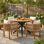 5 Piece Outdoor Dining Set With Round Table And 4 Wrapped Chairs - Black / Brown / Teak