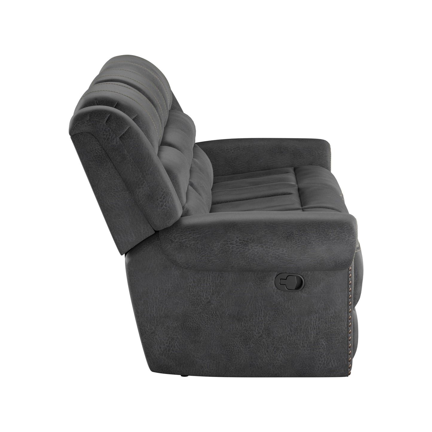 Reclining Sofa - Gray - Faux Leather