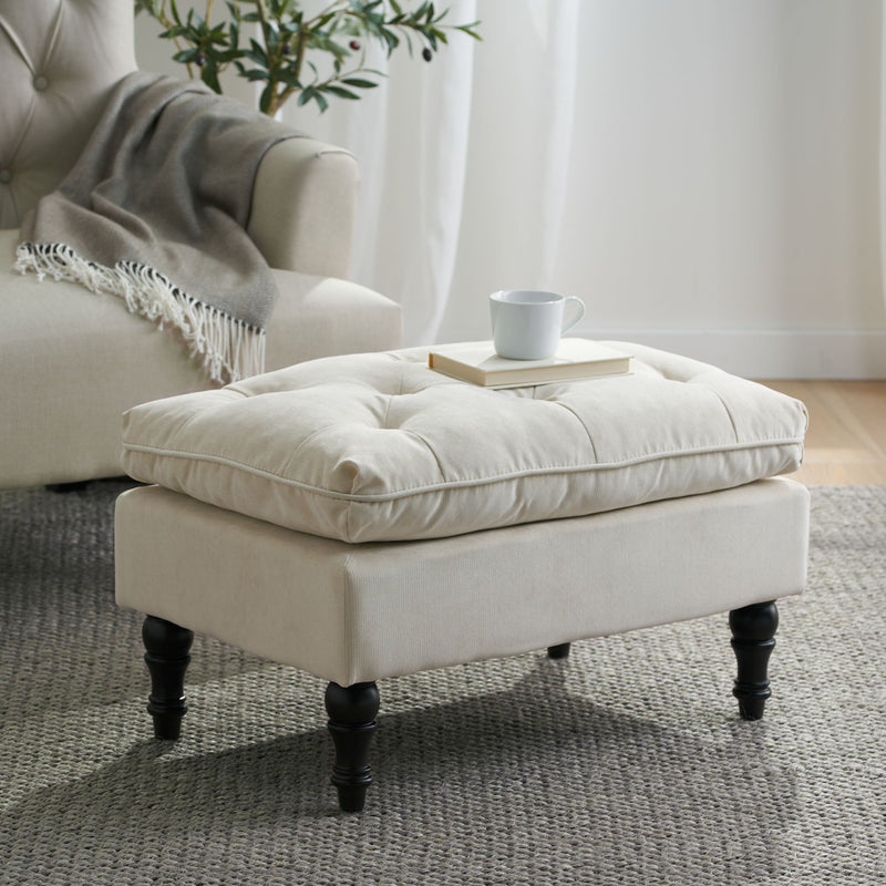 Lofton - Pillow Top Ottoman With Button Tufting - Cream