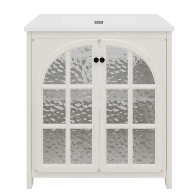 Vintage Farmhouse Bathroom Vanity With Ceramic Sink