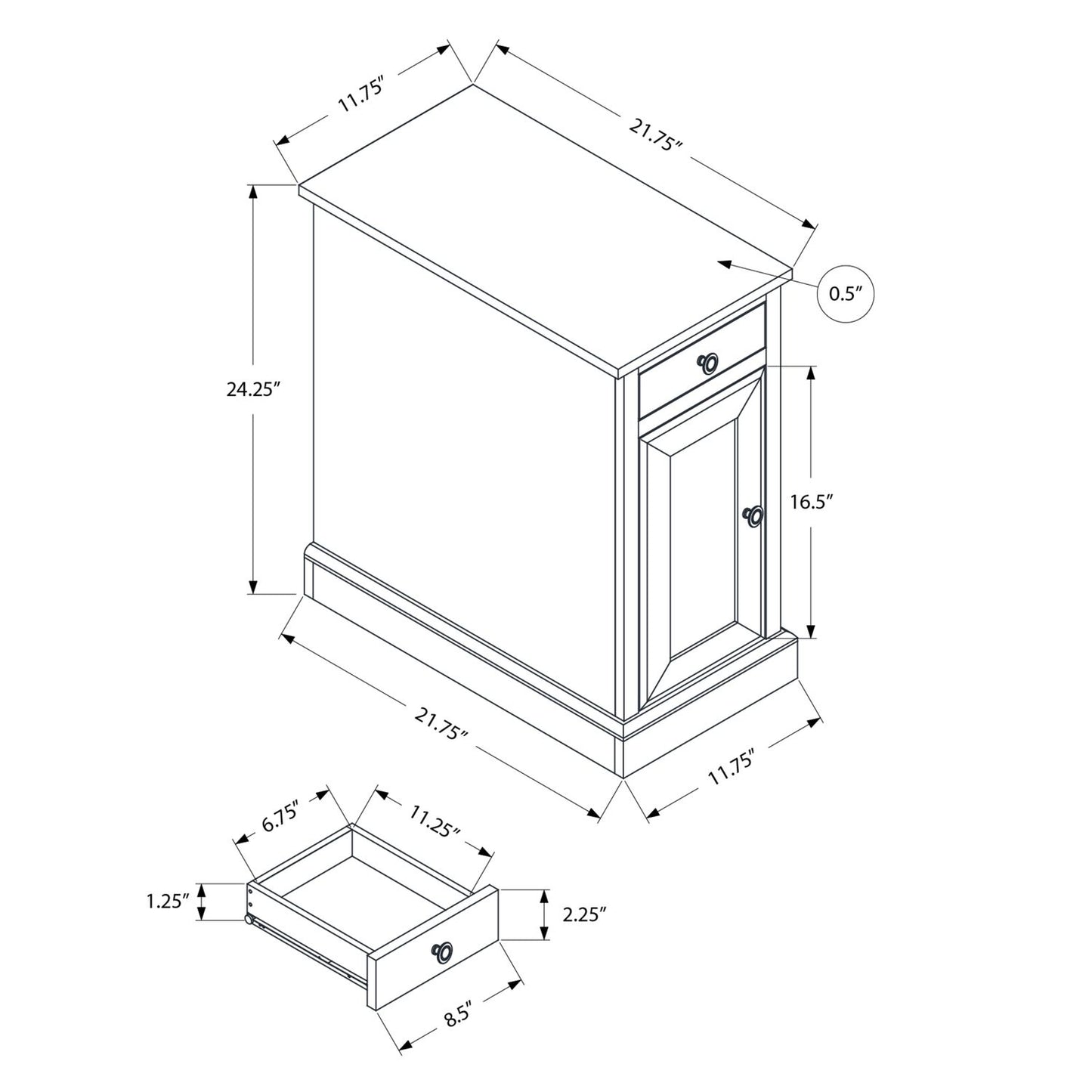 Accent Table With Storage Drawer For Living Room - Blue