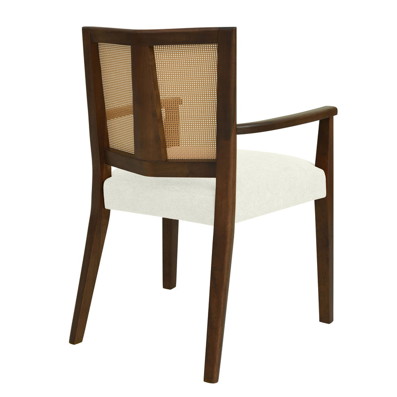 Mid Century Modern Arm Dining Chairs With Rattan Backrest