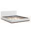 Elegant Boucle Upholstered Bed With Wood Grain Textured Solid Wood Base Frame
