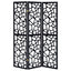 3 Panel Folding Screen With Mosaic Cutout Design - Black