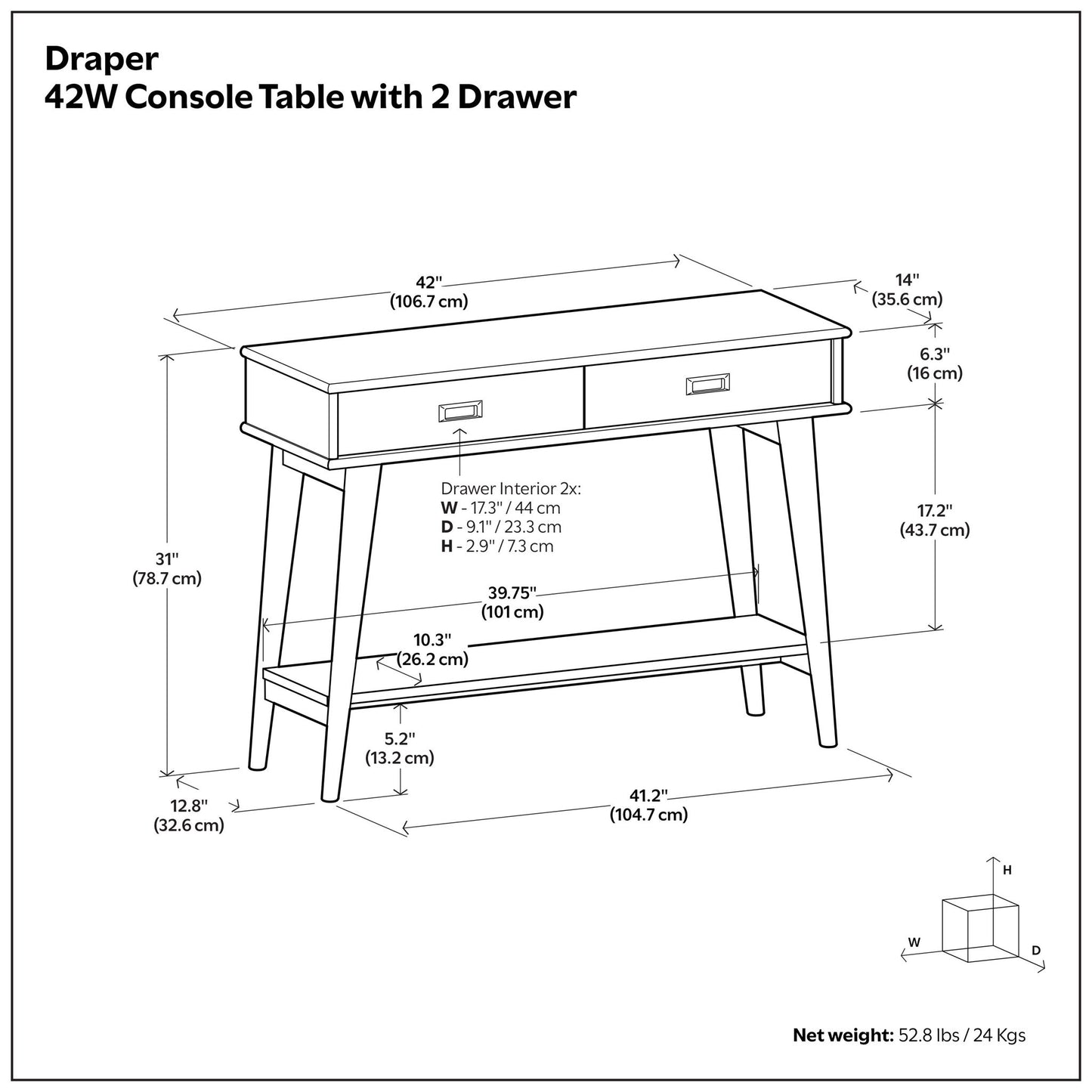 Draper - Console Table - Teak