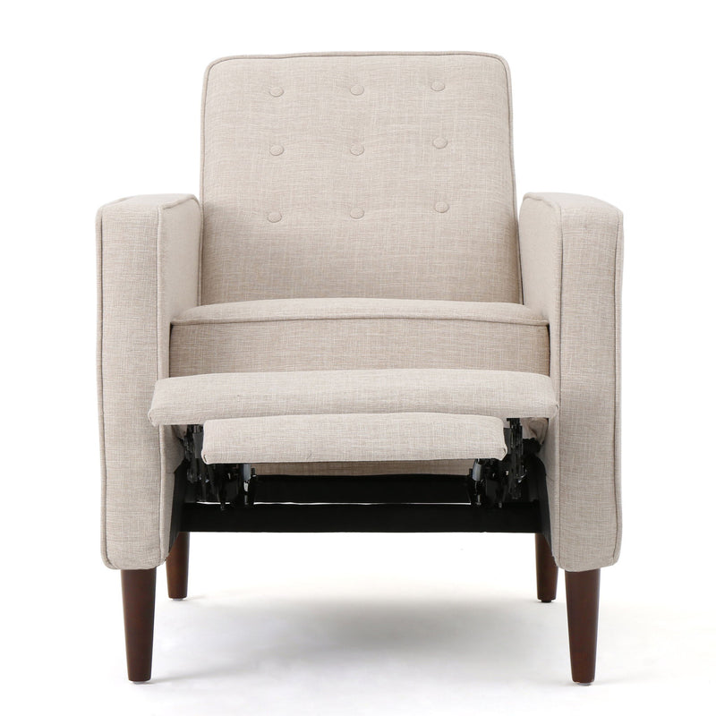 Mid-Century Modern Recliner With Button Tufted Waffle Stitch