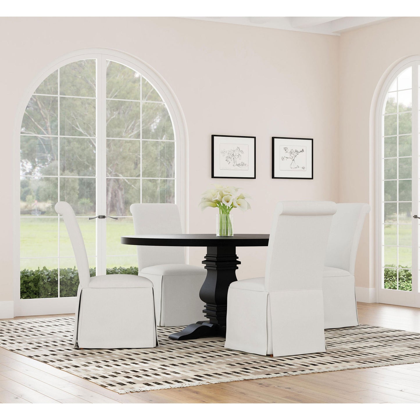 Allende - Round Dining Pedestal Table With Carved Base - Black