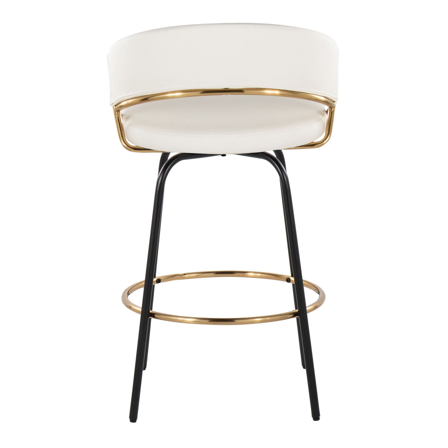 Jie - Fixed Height Contemporary Counter Stool With Swivel Round Footrest (Set of 2)