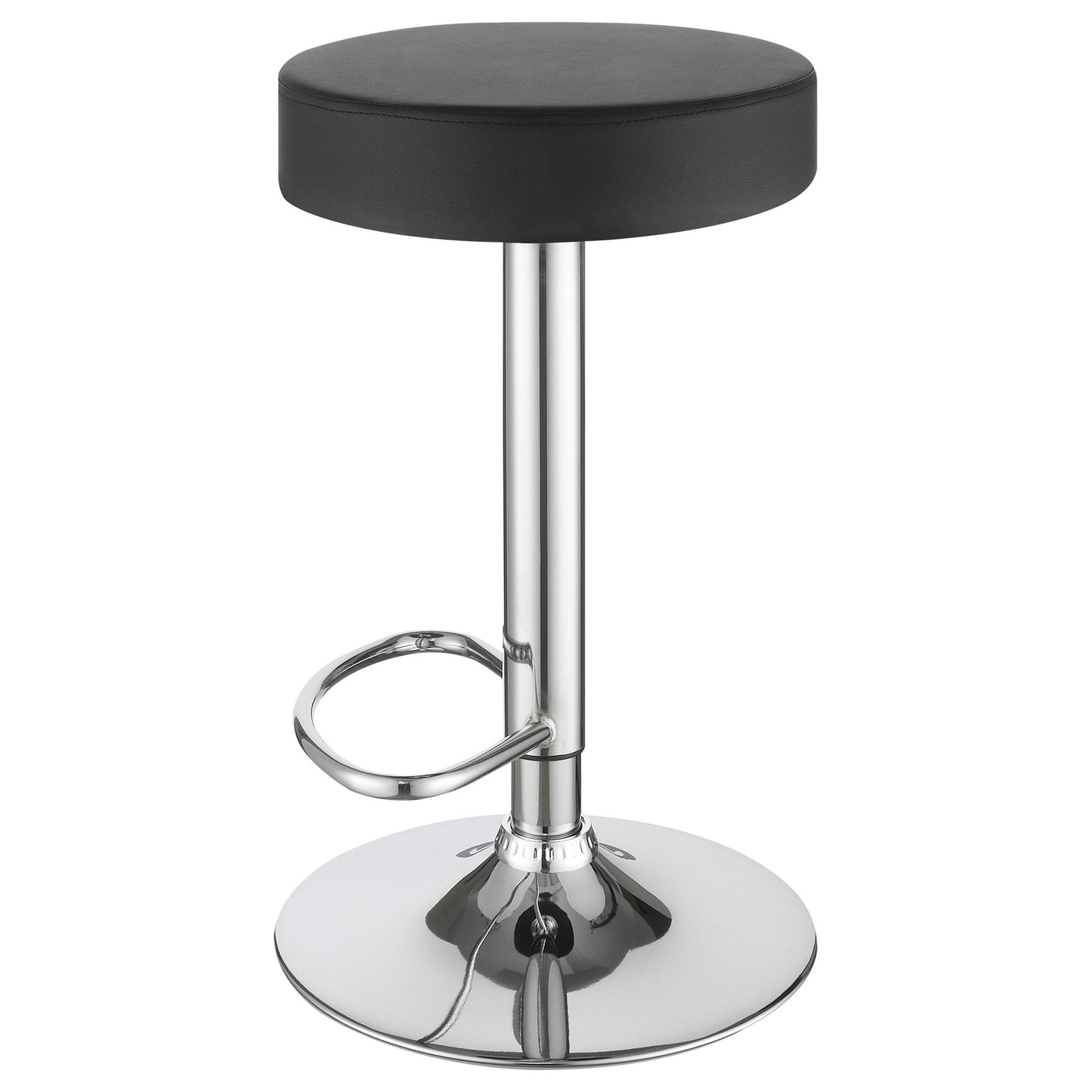 Adjustable Hydraulic Bar Stool With Base And Padded Seat - Black / Silver
