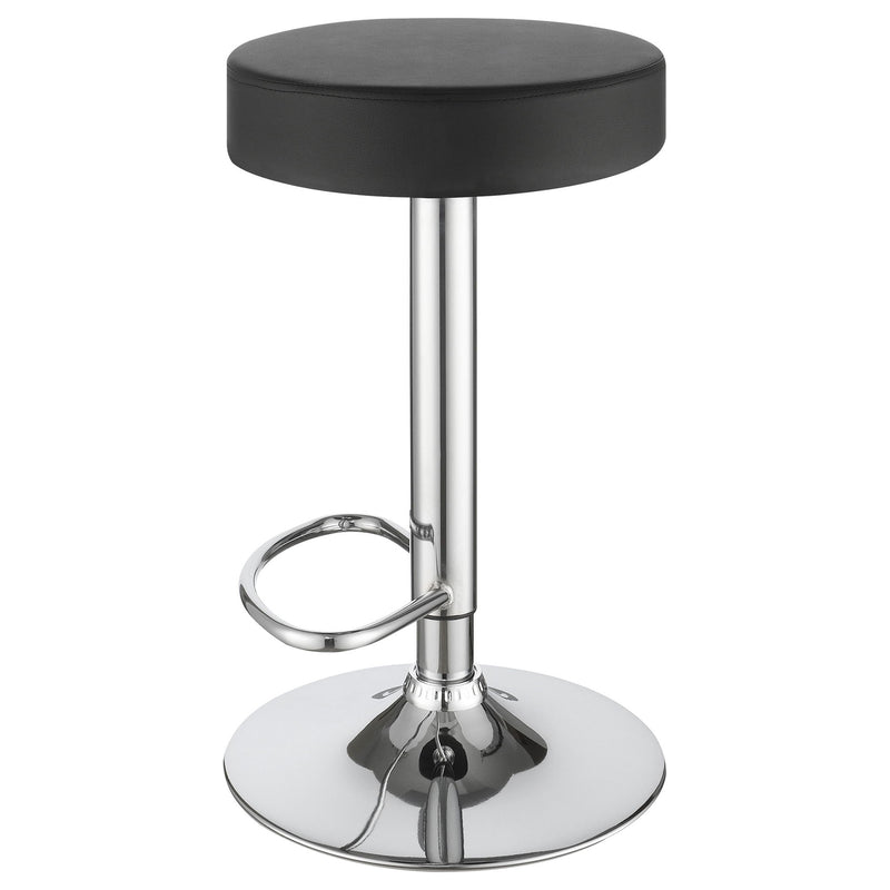 Adjustable Hydraulic Bar Stool With Base And Padded Seat - Black / Silver