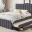 Upholstered Platform Bed With Twin Size Trundle And 3 Drawers