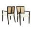 Mid Century Modern Arm Dining Chair Set With Rattan Backrest
