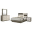 4 Piece Queen Bedroom Set With Built In Storage And Mirror - Oak