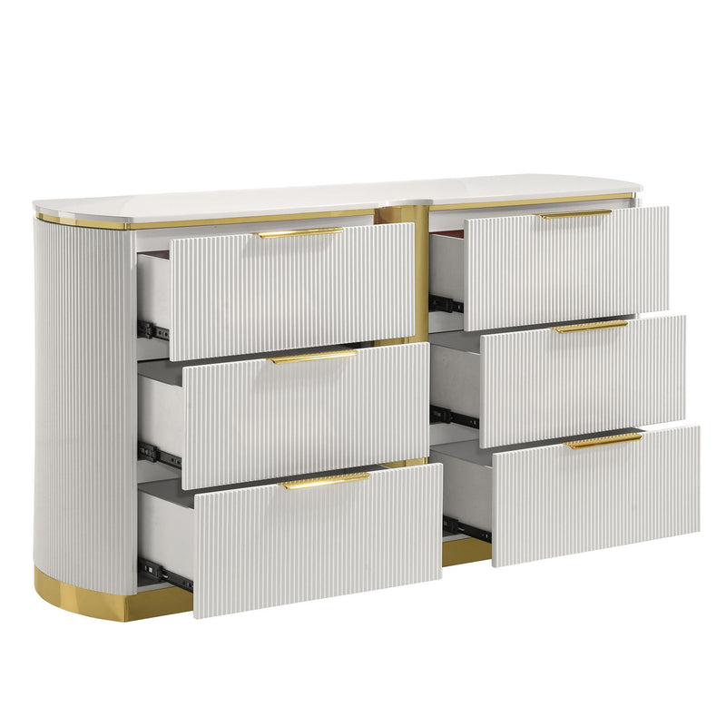 Giovanni - 6 Drawer Dresser (Only Dresser Included, Mirror Not Included) - White