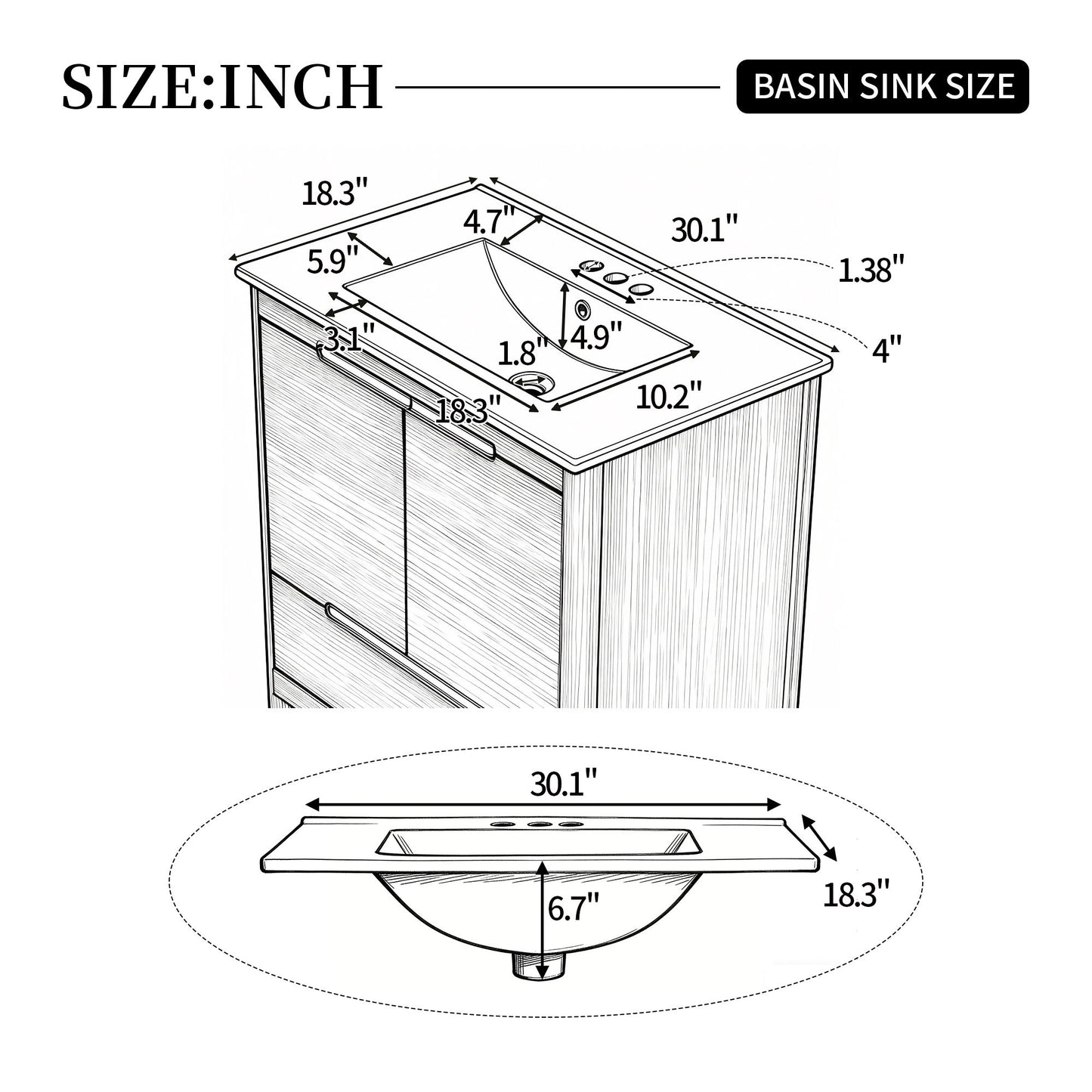 Softened Modern Bathroom Vanity With Sink